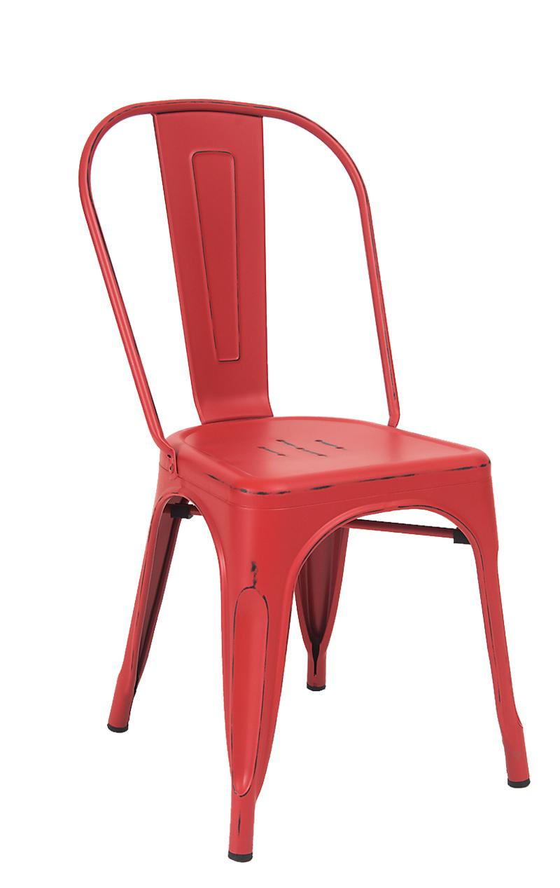 Steel Chair in Antique Red Finish $45