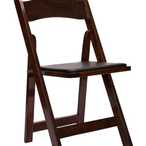 Folding Chair Fruitwood Wood with Black Vinyl Padded Seat $29.95